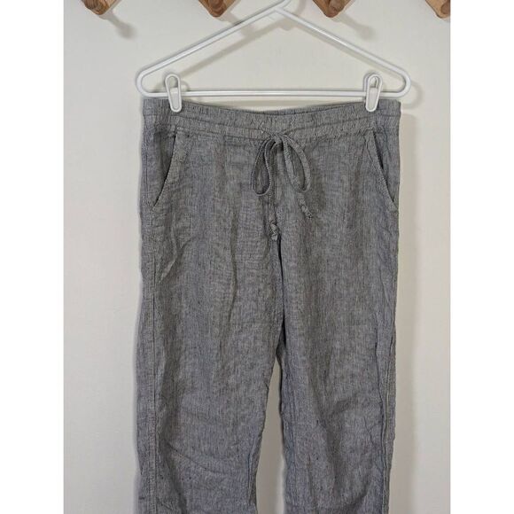 Allen Allen USA Stiped Linen Drawstring Wide Leg Pants - Size M - Picture 2 of 9